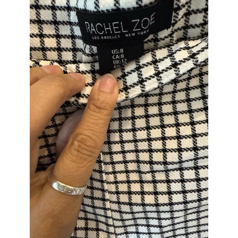 Rachel Zoe Women's Black and White Checkered Pants Size 8